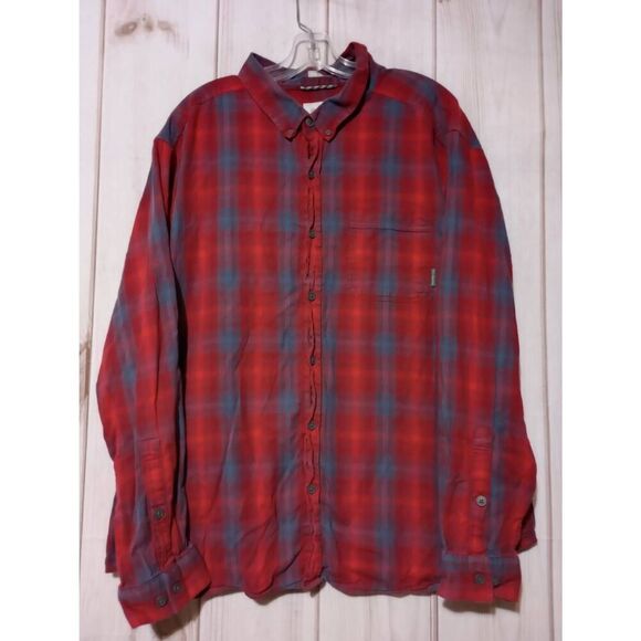 Columbia Shirt Men's 2xl Red Plaid Button Front Long Sleeve Flannel Hiking Outdo - Picture 1 of 8